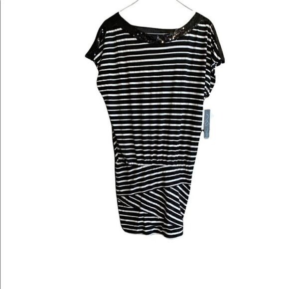 Women’s size small Baby Phat black and white party dress with black sequins. - Picture 1 of 9